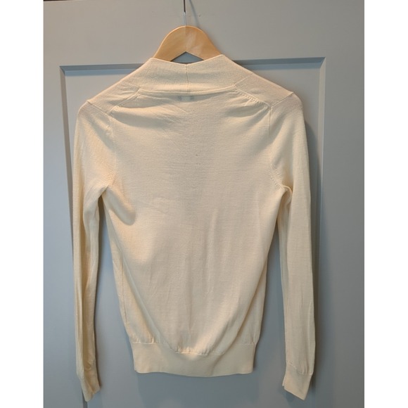 J. Crew Womens XS Long Sleeve V Neck Cream 100% Merino Wool Sweater - Picture 9 of 10